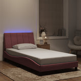Vidaxl bedframe met led zonder matras hanko fluweel roze 100x200 cm