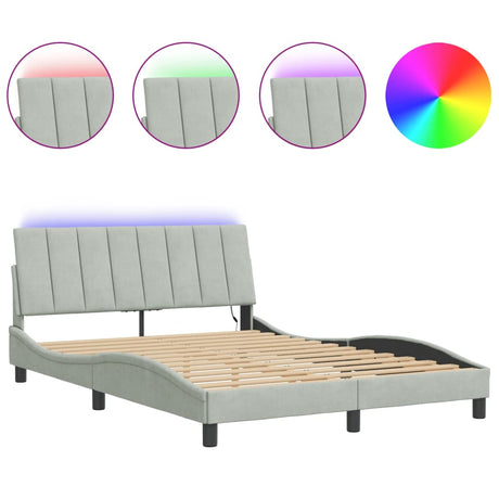 Vidaxl bedframe met led zonder matras hanko lichtgrijs 140x190 cm
