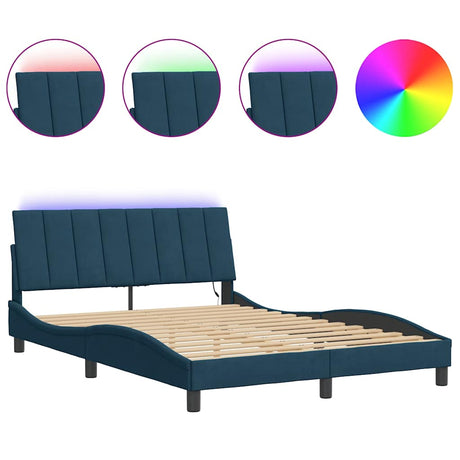 Vidaxl bedframe met led zonder matras hanko fluweel blauw 140x190 cm