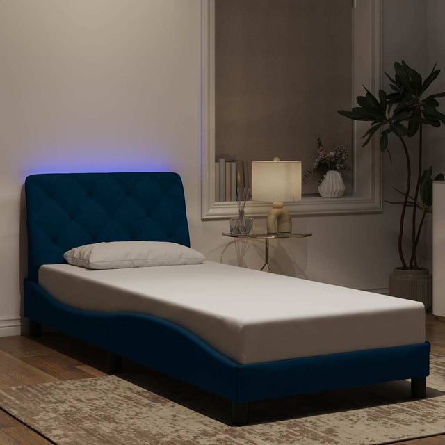 Vidaxl bedframe met led zonder matras fluweel blauw 80x200 cm