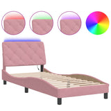 Vidaxl bedframe met led zonder matras fluweel roze 90x200 cm