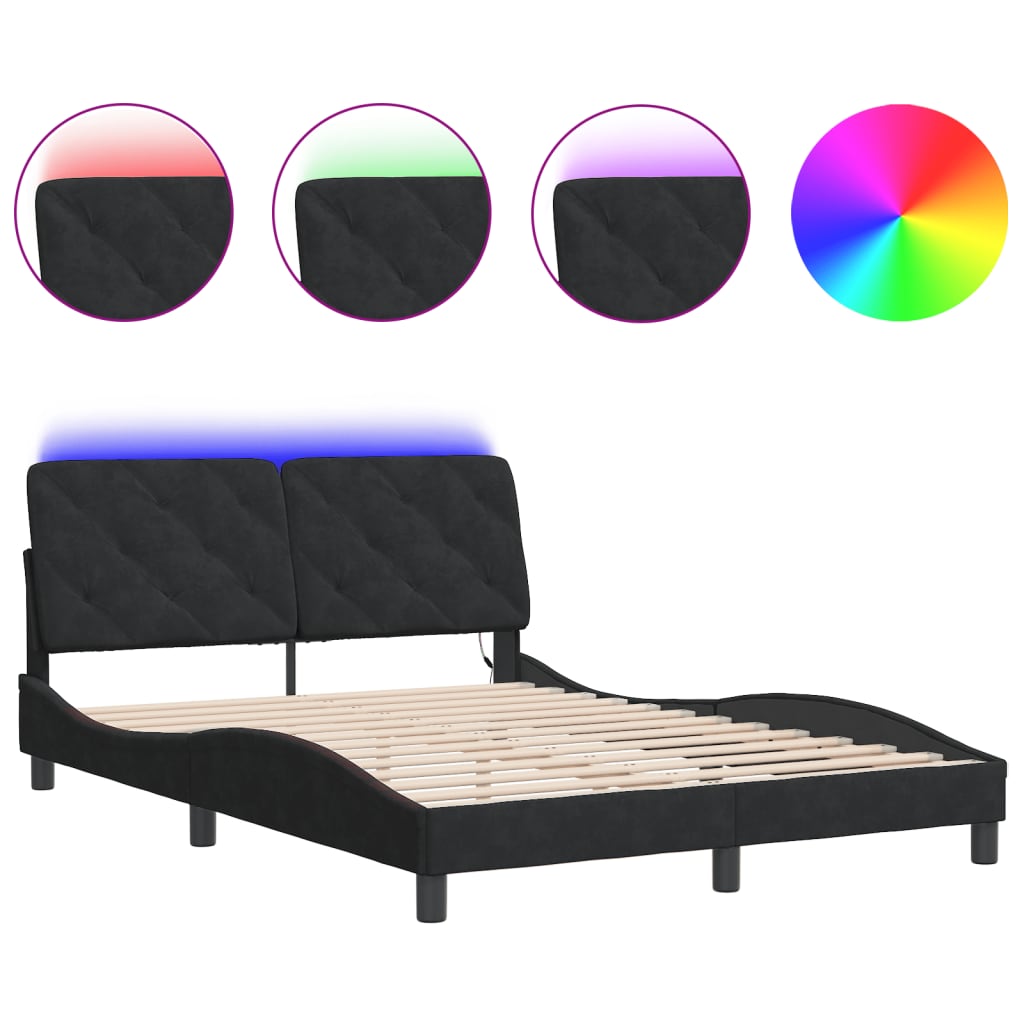 Vidaxl bedframe met led zonder matras fluweel zwart 120x200 cm