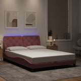 Vidaxl bedframe met led zonder matras fluweel roze 120x200 cm