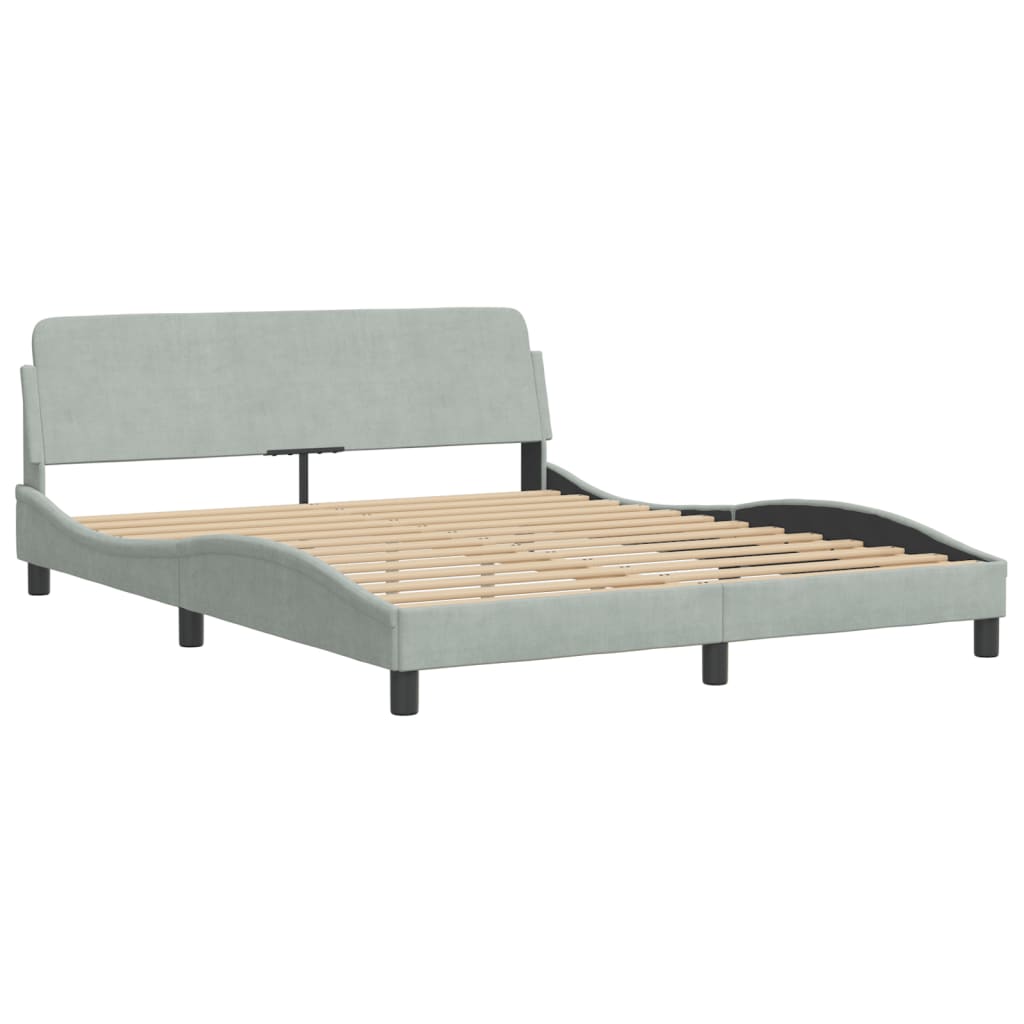 Vidaxl bedframe met led zonder matras fluweel lichtgrijs 160x200 cm