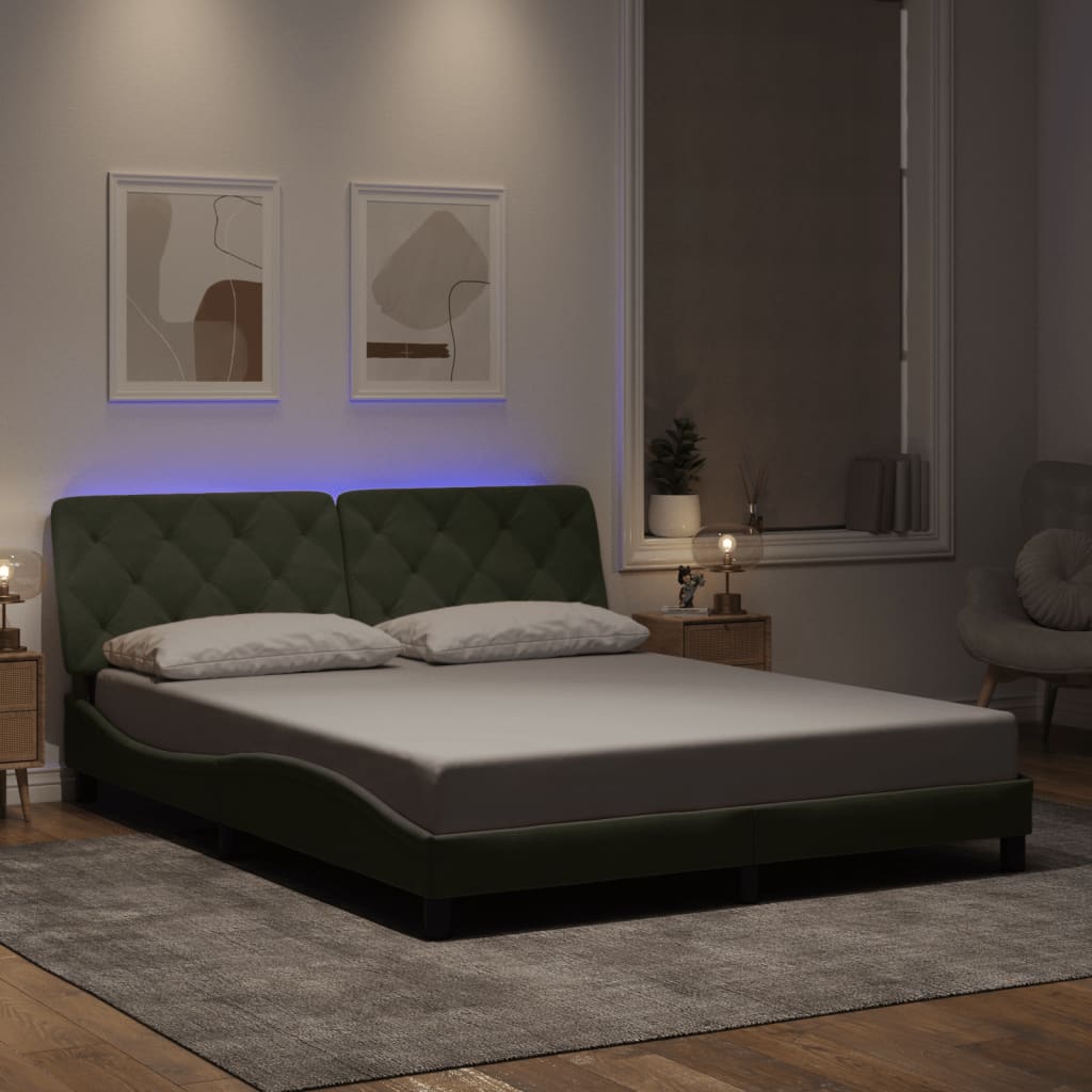 Vidaxl bedframe met led zonder matras fluweel lichtgrijs 160x200 cm