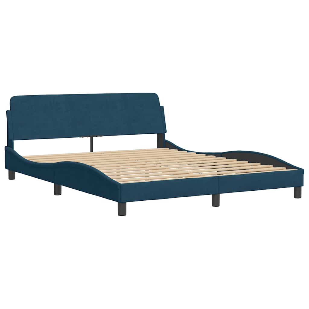 Vidaxl bedframe met led zonder matras fluweel blauw 160x200 cm