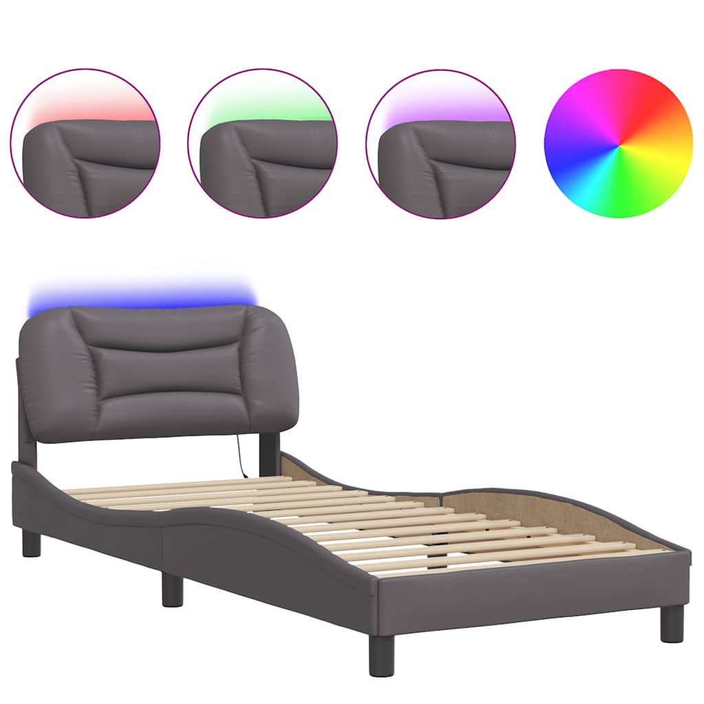 Vidaxl bedframe met led zonder matras hvar grijs 90x190 cm