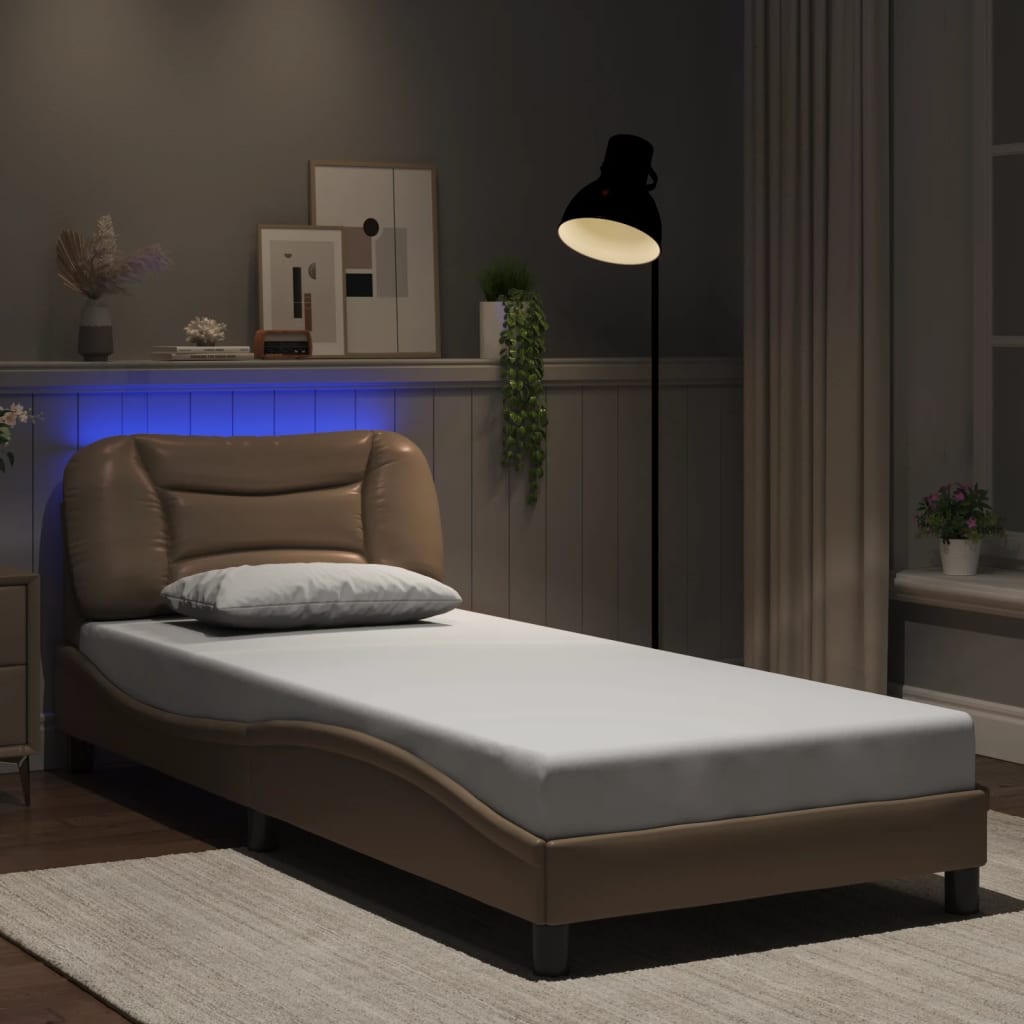 Vidaxl bedframe met led zonder matras hvar cappuccino 90x200 cm