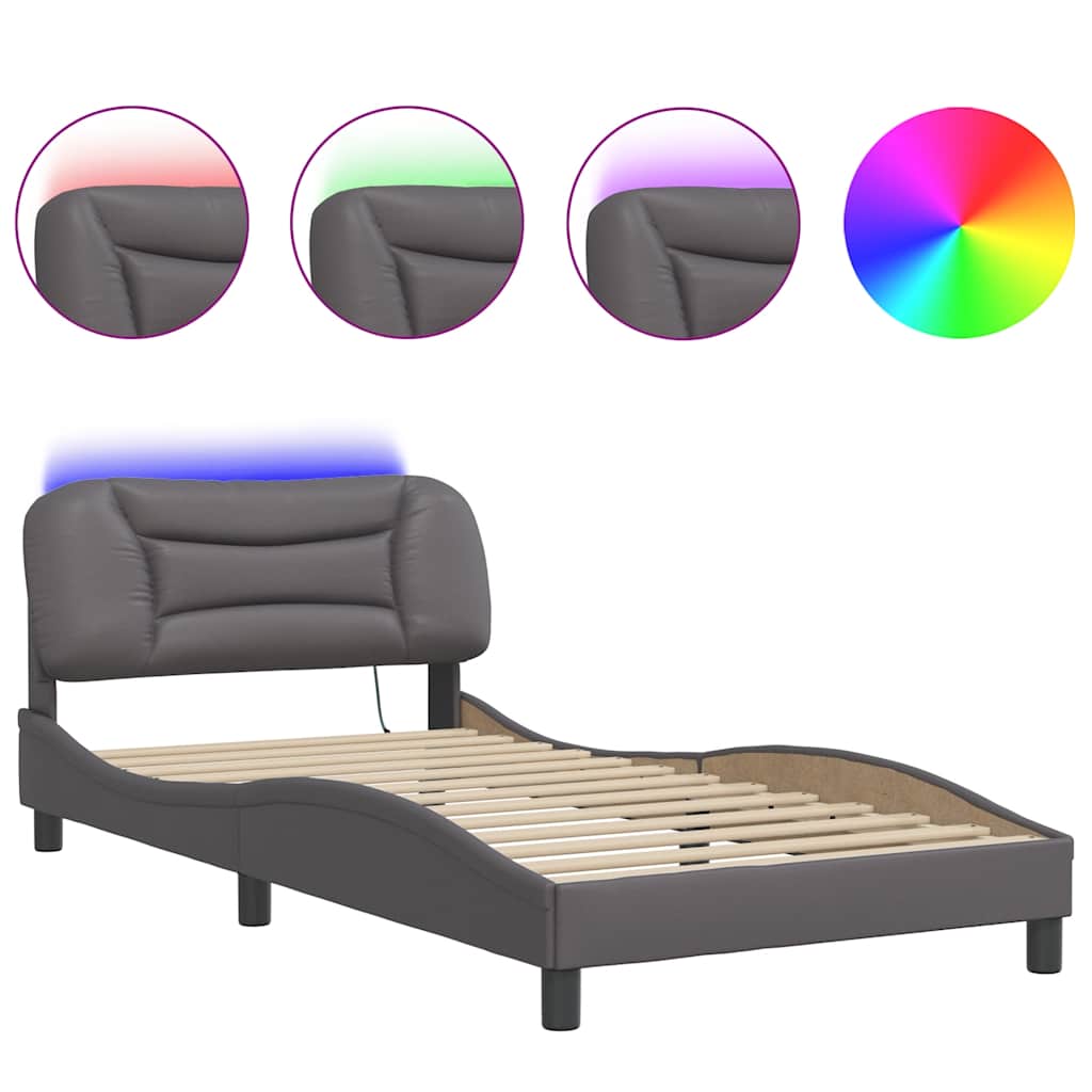 Vidaxl bedframe met led zonder matras hvar grijs 100x200 cm
