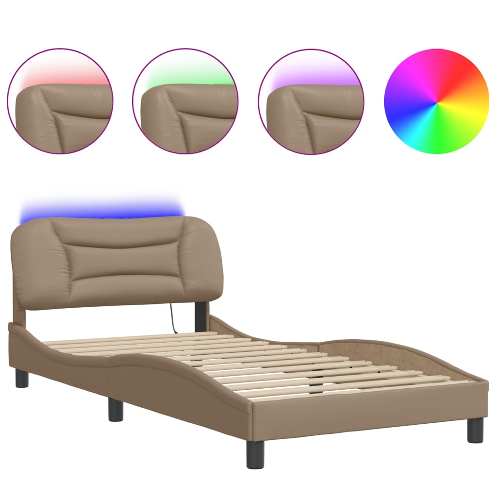 Vidaxl bedframe met led zonder matras hvar cappuccino 100x200 cm