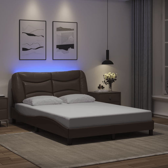 Vidaxl bedframe met led zonder matras hvar bruin 120x200 cm