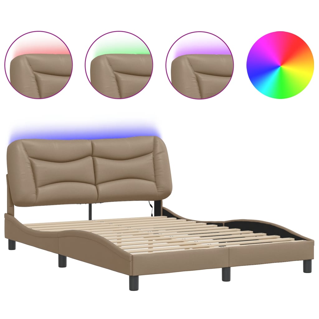Vidaxl bedframe met led zonder matras hvar cappuccino 140x190 cm