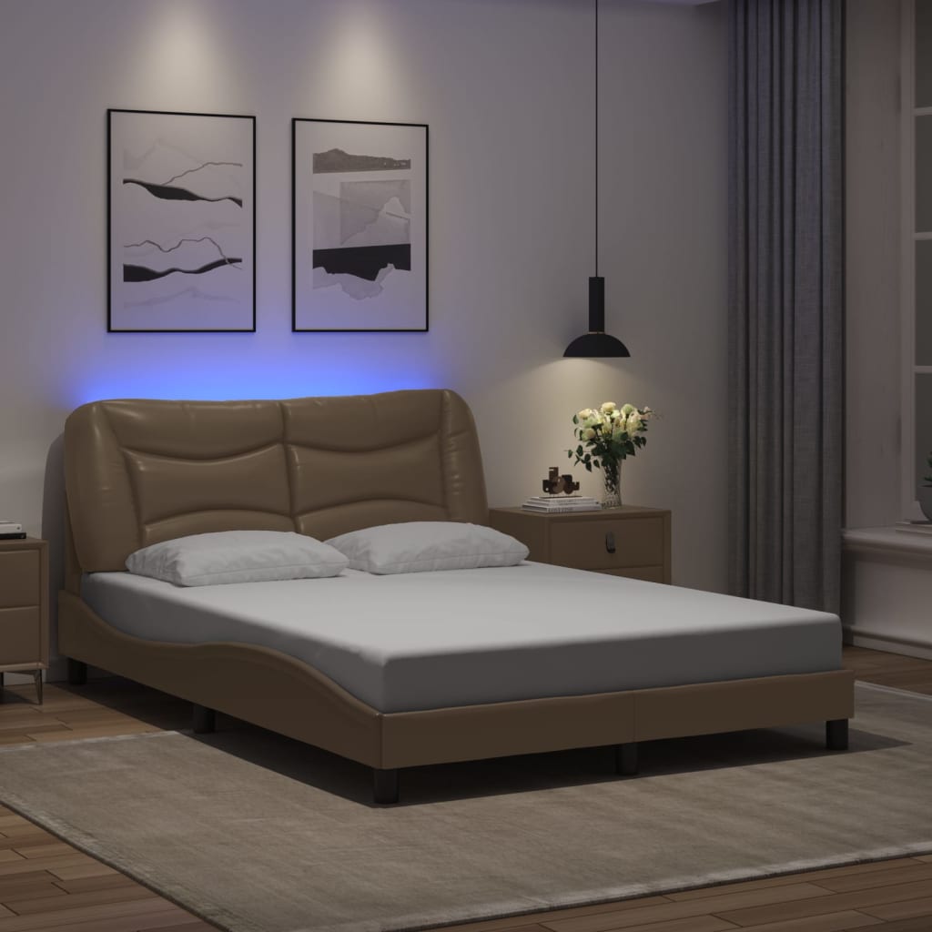 Vidaxl bedframe met led zonder matras hvar cappuccino 140x190 cm