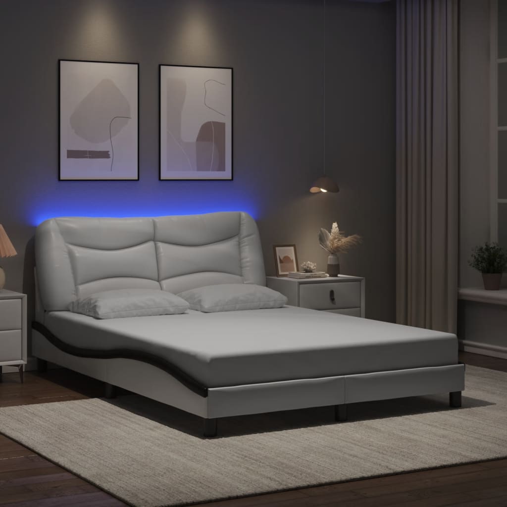 Vidaxl bedframe met led zonder matras hvar wit en zwart 140x200 cm