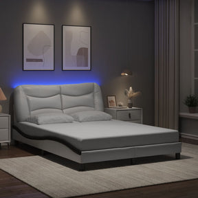 Vidaxl bedframe met led zonder matras hvar wit en zwart 140x200 cm
