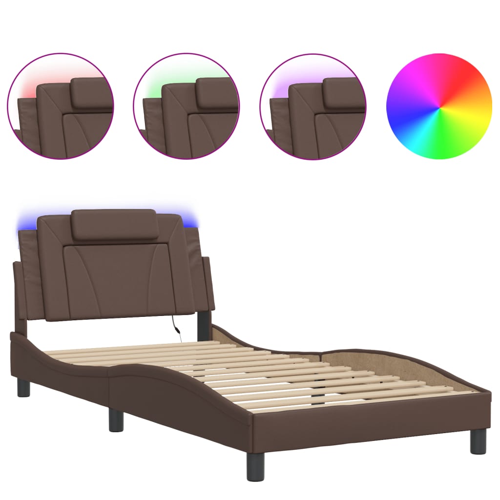 Vidaxl bedframe viana met led zonder matras bruin 100x200 cm