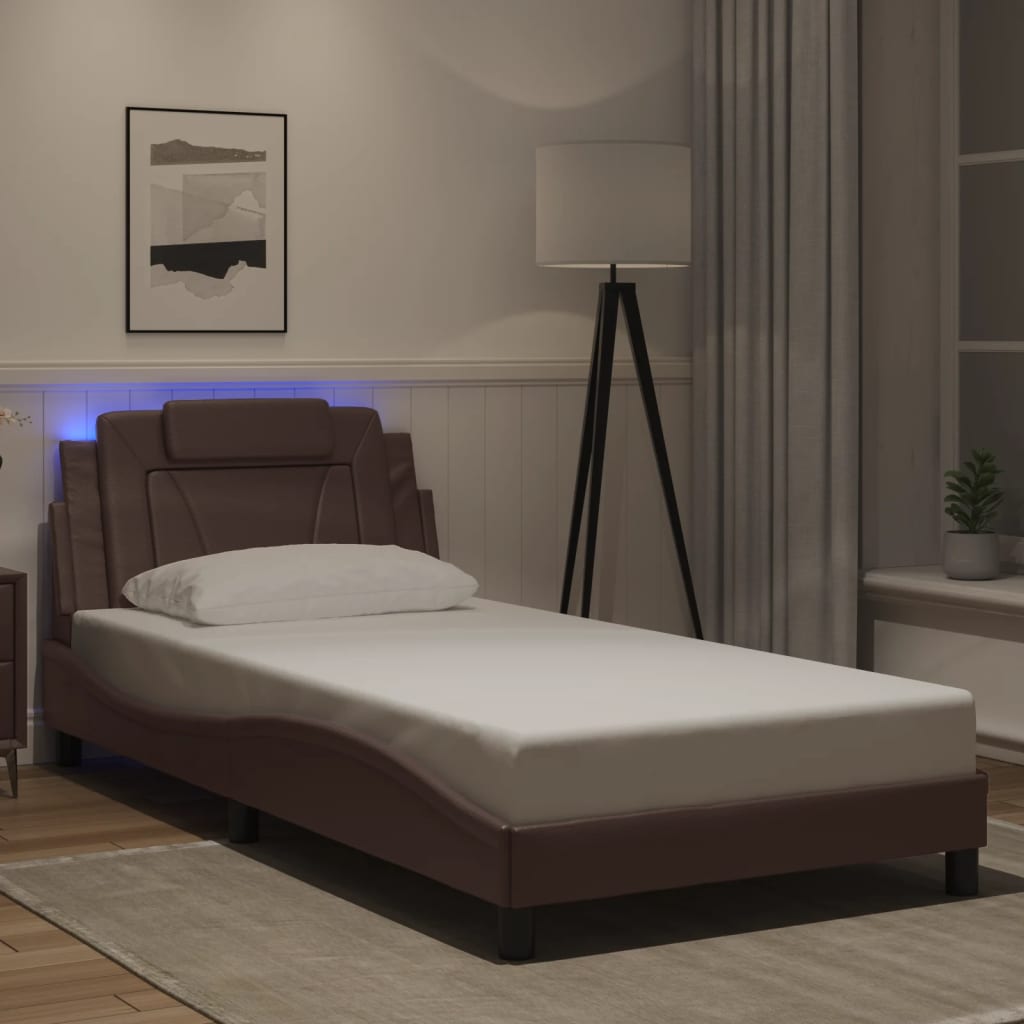 Vidaxl bedframe viana met led zonder matras bruin 100x200 cm