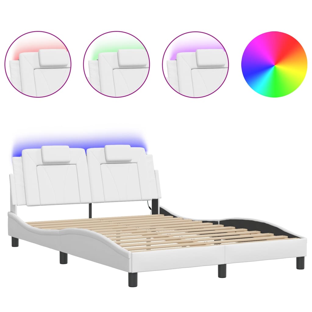 Vidaxl bedframe viana met led zonder matras wit 120x200 cm
