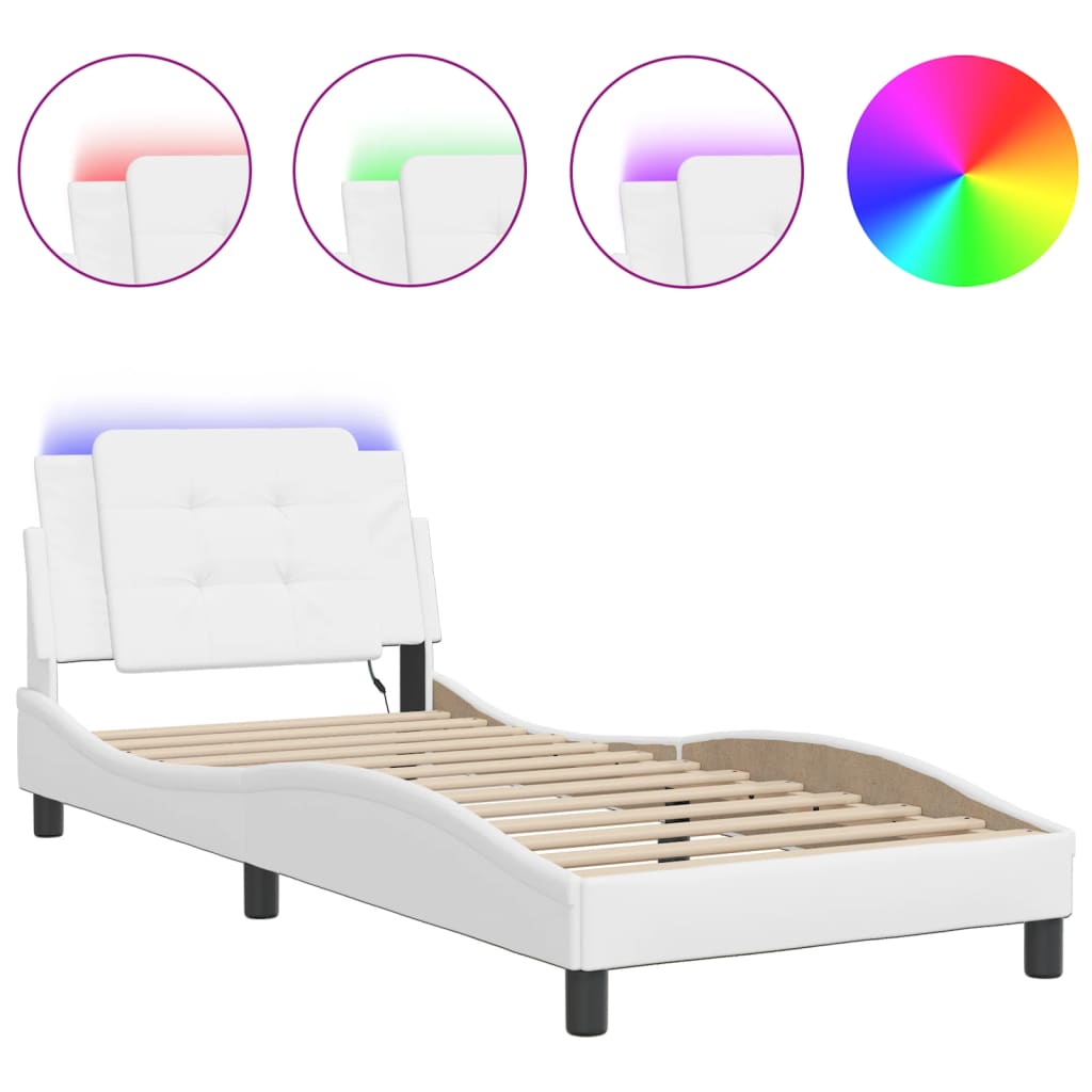 Vidaxl bedframe met led zonder matras zadar wit 80x200 cm