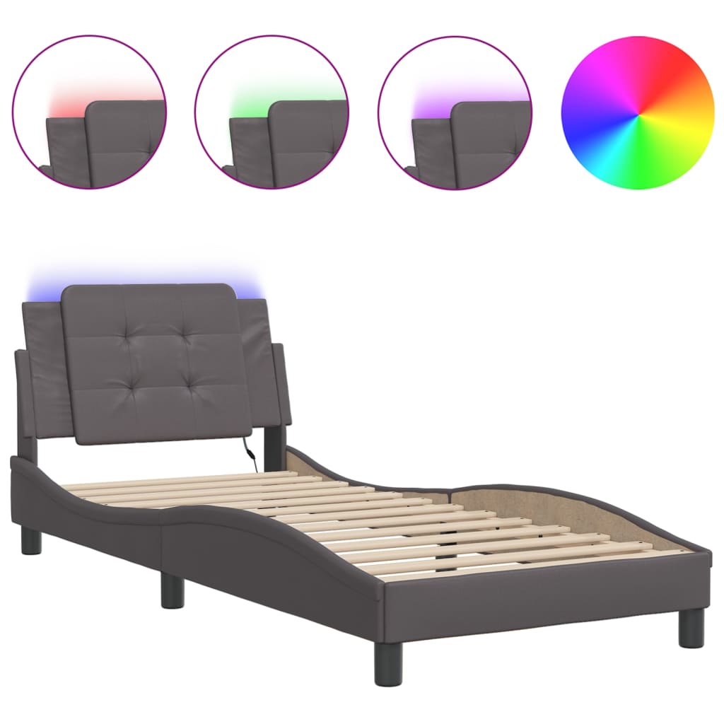 Vidaxl bedframe met led zonder matras zadar grijs 90x200 cm