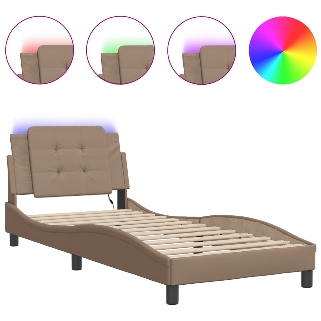 Vidaxl bedframe met led zonder matras zadar cappuccino 90x200 cm