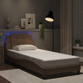 Vidaxl bedframe met led zonder matras zadar cappuccino 90x200 cm