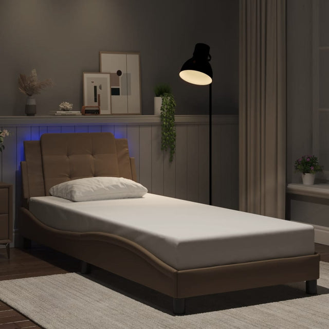 Vidaxl bedframe met led zonder matras zadar cappuccino 90x200 cm