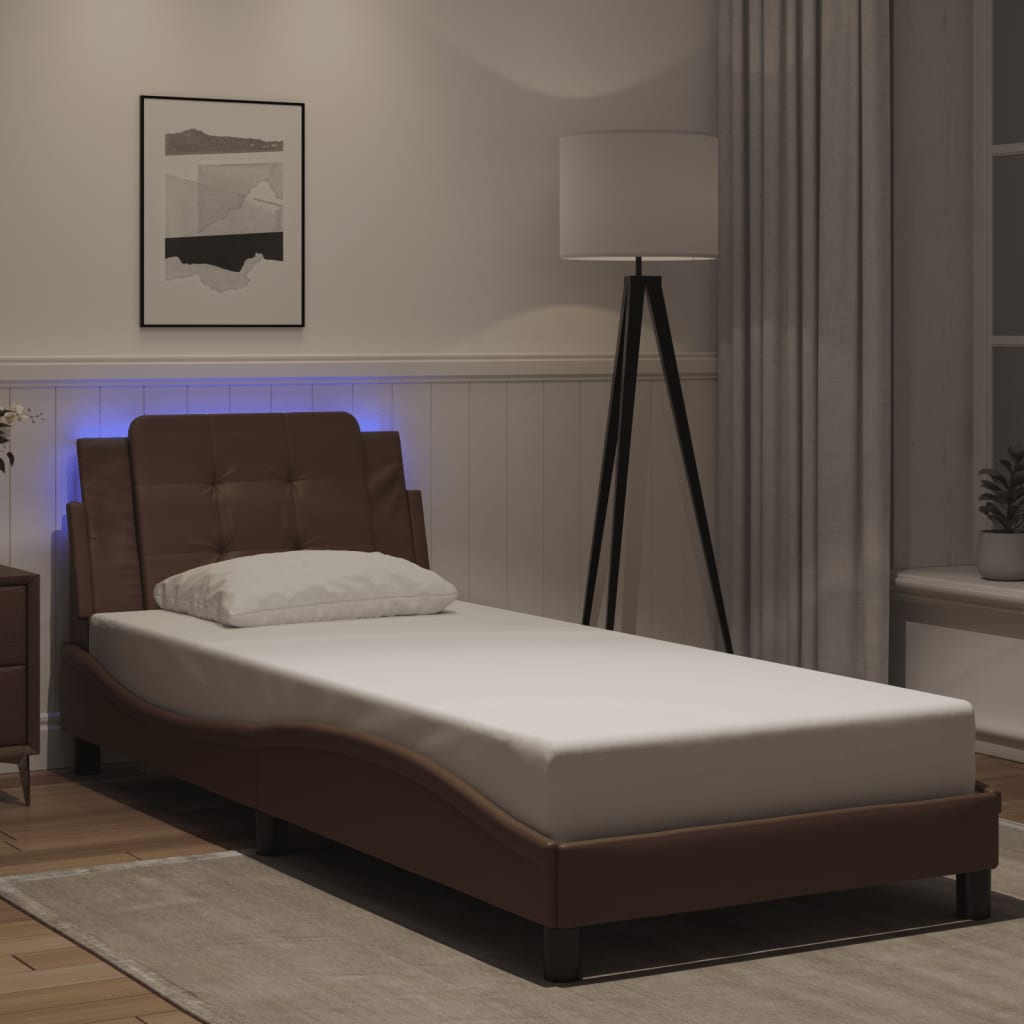 Vidaxl bedframe met led zonder matras zadar bruin 100x200 cm
