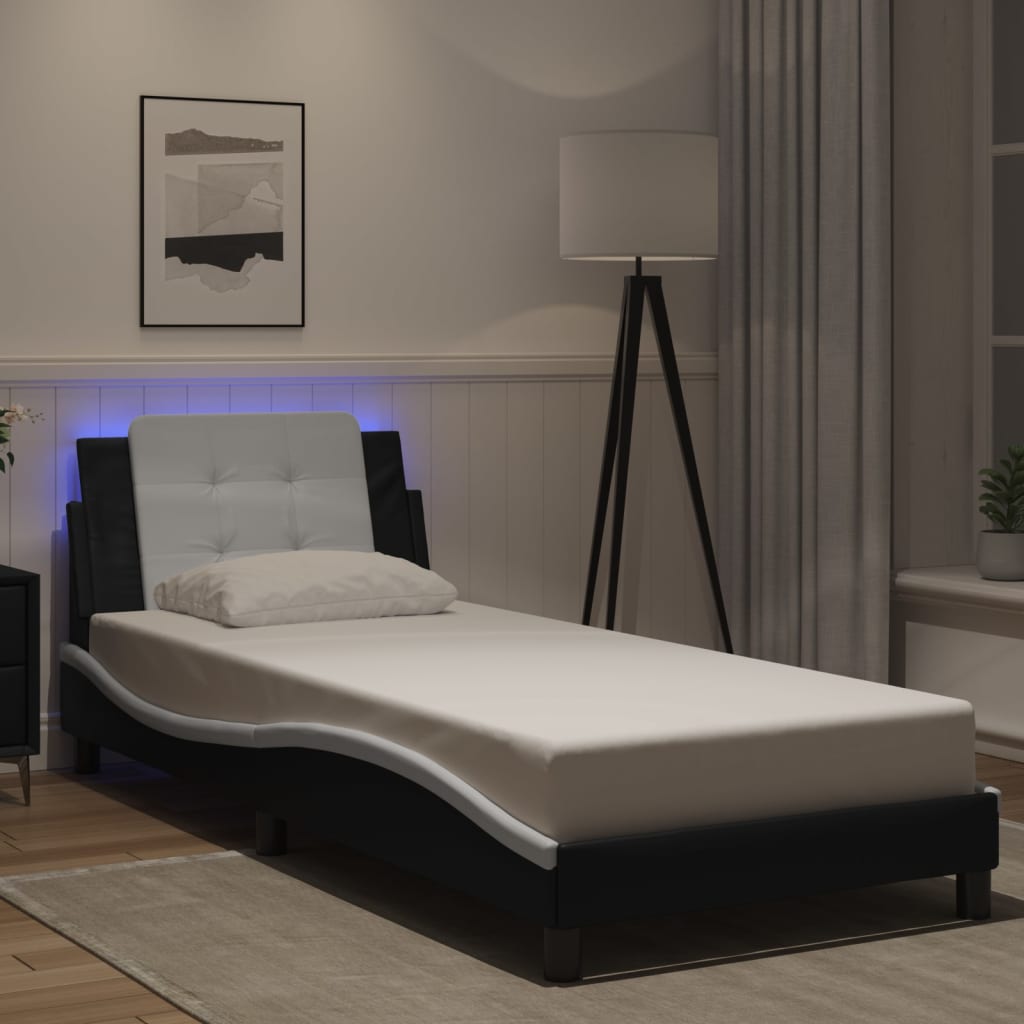 Vidaxl bedframe met led zonder matras zadar zwart en wit 100x200 cm
