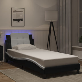 Vidaxl bedframe met led zonder matras zadar zwart en wit 100x200 cm