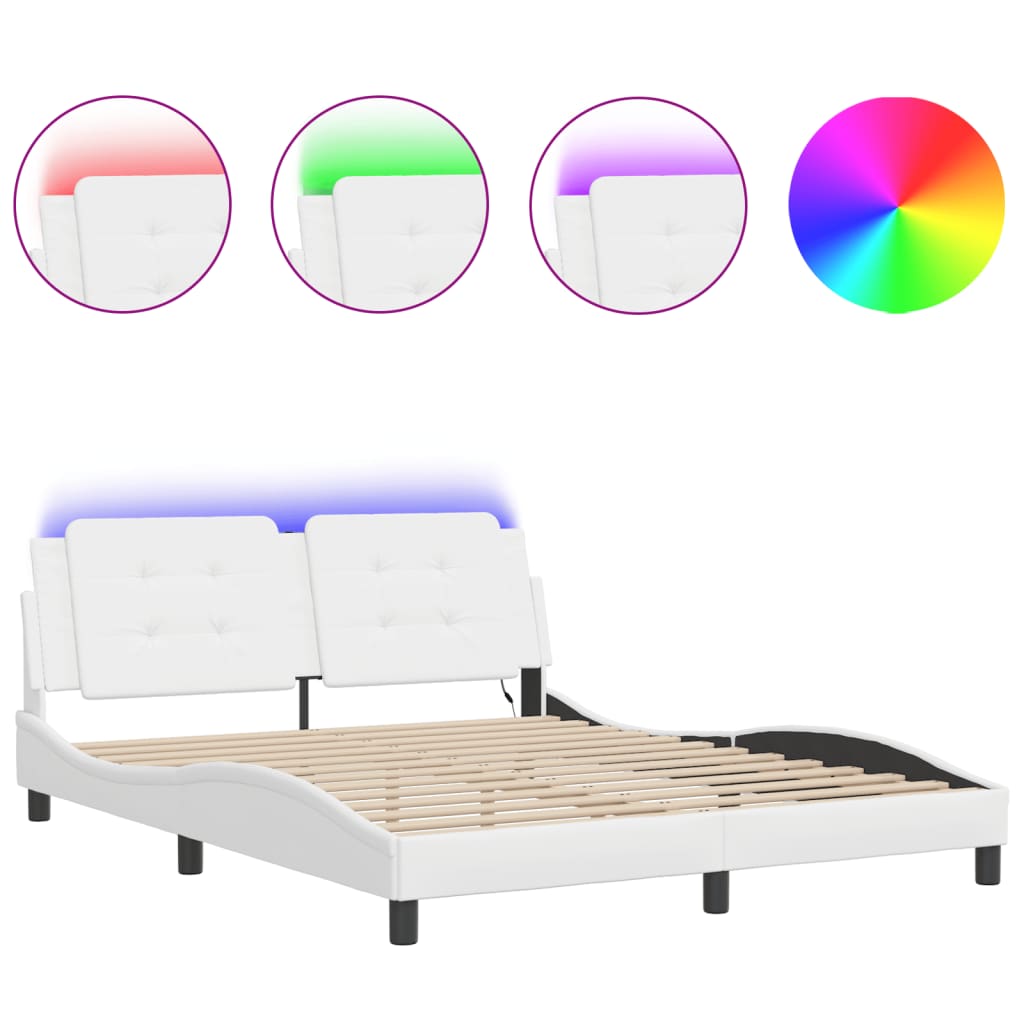 Vidaxl bedframe met led zonder matras zadar wit 160x200 cm