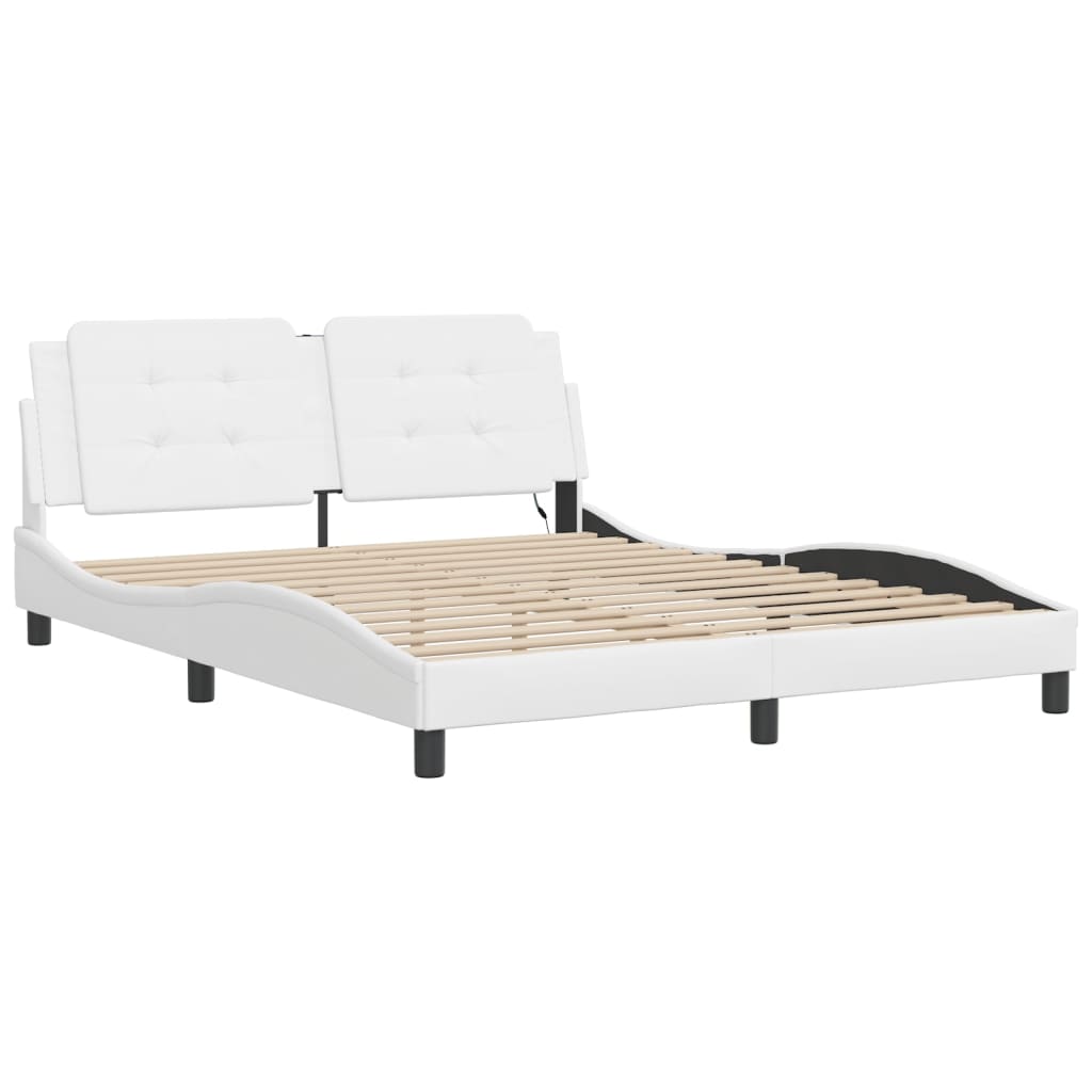 Vidaxl bedframe met led zonder matras zadar wit 160x200 cm