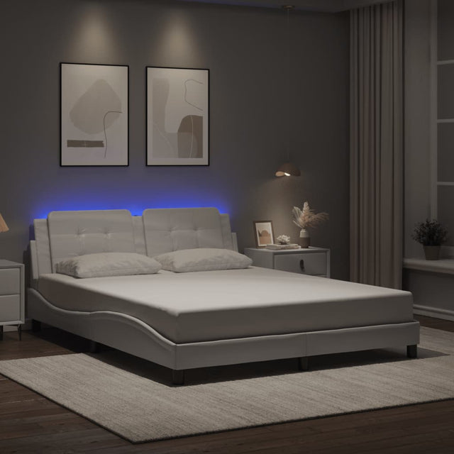 Vidaxl bedframe met led zonder matras zadar wit 160x200 cm