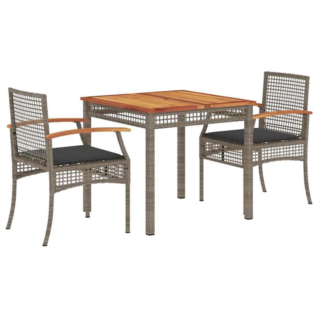 Vidaxl 3-delige tuinset met kussens poly rattan grijs