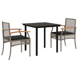 Vidaxl 3-delige tuinset met kussens poly rattan grijs
