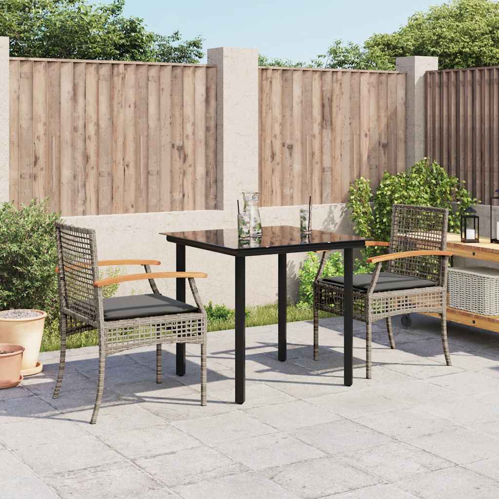 Vidaxl 3-delige tuinset met kussens poly rattan grijs