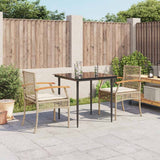 Vidaxl 3-delige tuinset met kussens poly rattan beige
