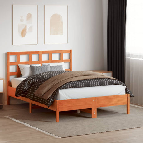 Vidaxl hoofdbord 135 cm massief grenenhout wasbruin