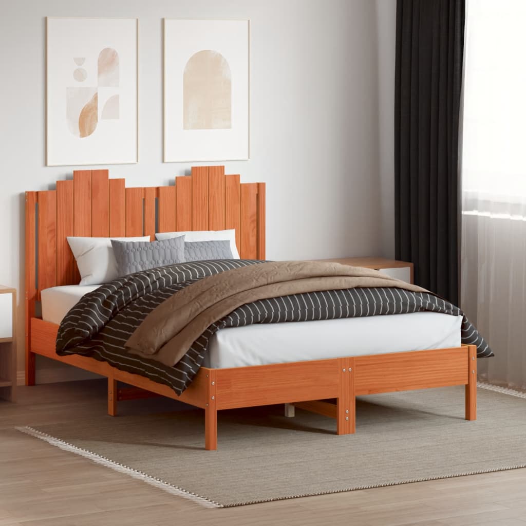 Vidaxl hoofdbord 135 cm massief grenenhout wasbruin