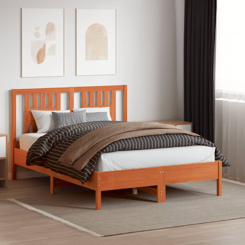 Vidaxl hoofdbord 140 cm massief grenenhout wasbruin