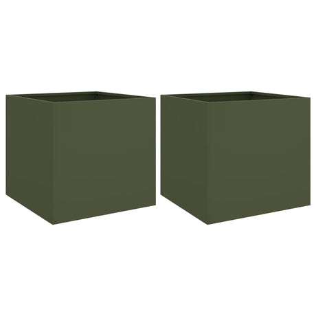 Donice Vidaxx 2 szt. 49x47x46 cm stalowe w kolorze oliwkowym