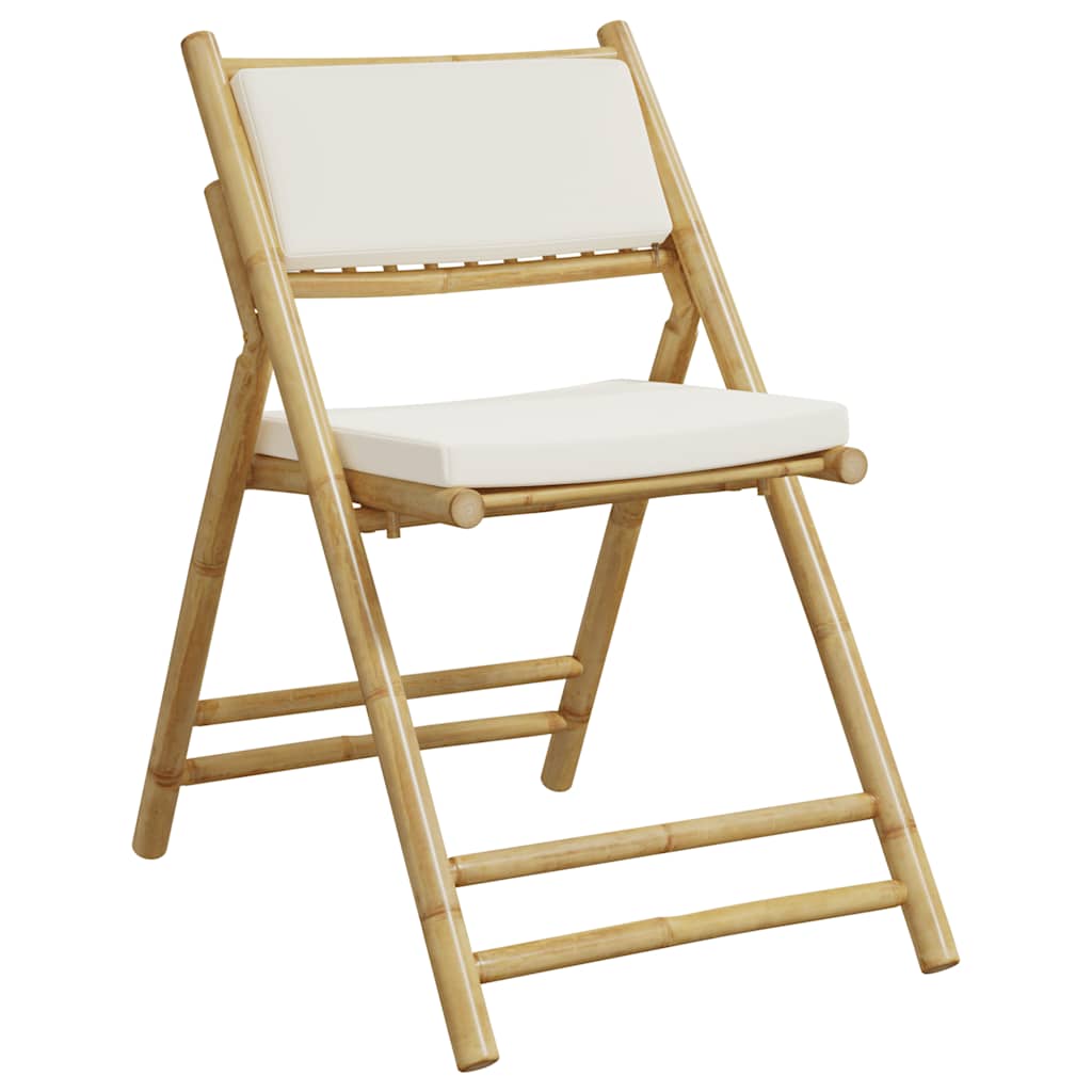 Vidaxl bistrostoelen 4 st inklapbaar met kussens bamboe crèmewit