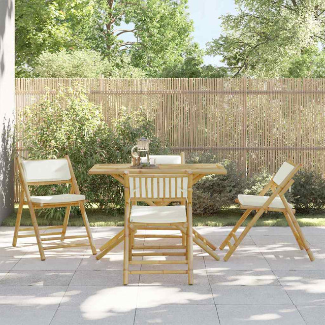 Vidaxl bistrostoelen 4 st inklapbaar met kussens bamboe crèmewit