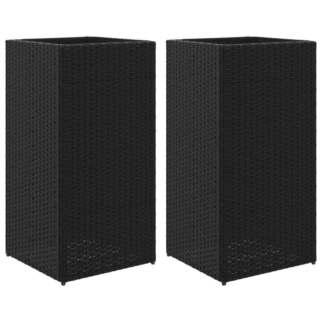 Donice Vidaxx 2 szt. 40x40x80 cm polirattan czarny