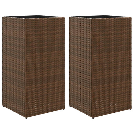 Donice Vidaxx 2 szt. 40x40x80 cm polirattan brązowy