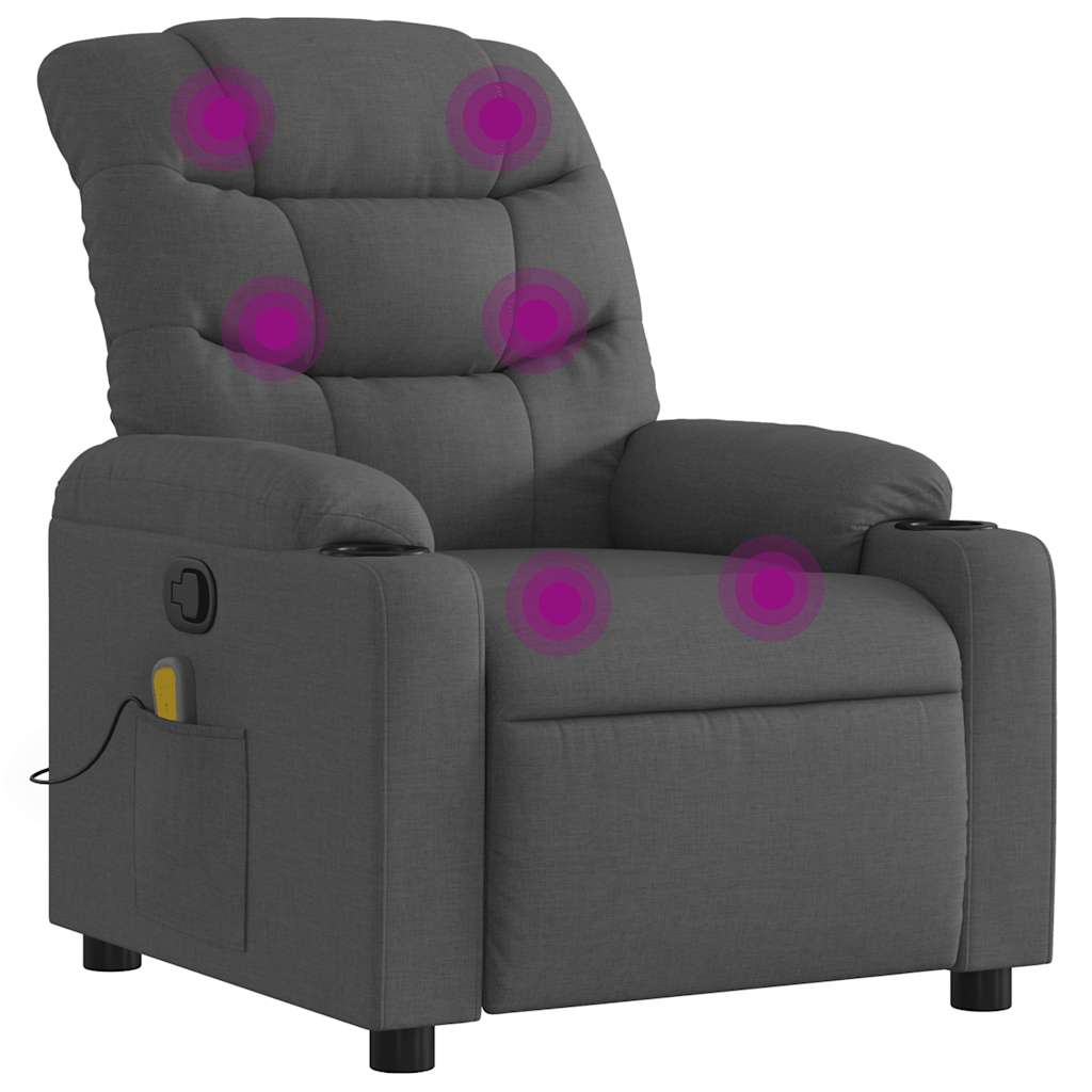 Vidaxl massagestoel verstelbaar stof donkergrijs