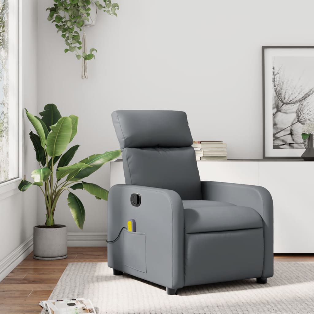 Vidaxl massagestoel verstelbaar kunstleer grijs