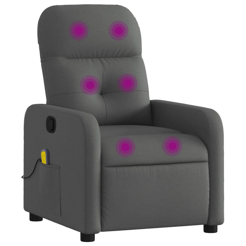 Vidaxl massagestoel verstelbaar stof donkergrijs