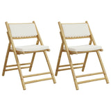 Vidaxl bistrostoelen 2 st inklapbaar met kussens bamboe crèmewit