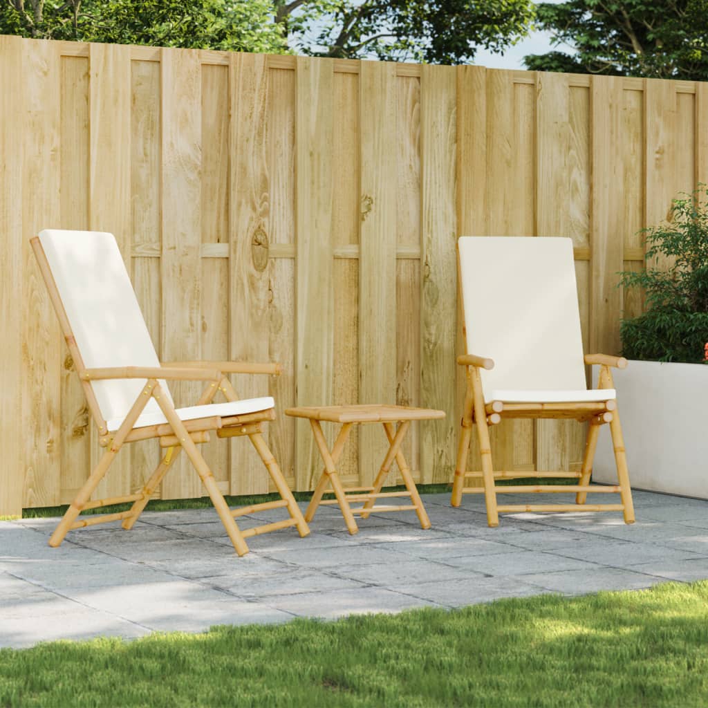 Vidaxl tuinstoelen 2 st inklapbaar met kussens bamboe